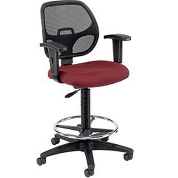 Drafting Stool - Fabric, Red & Black