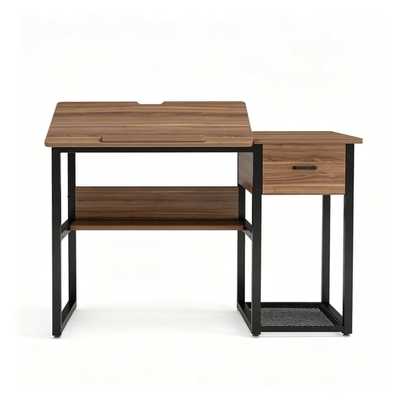 Drafting Table 47.2 Inch Drawing Desk with Storage - Adjustable Computer Desk for Home Office, Art, Study - Tiltable Desktop & Drawers