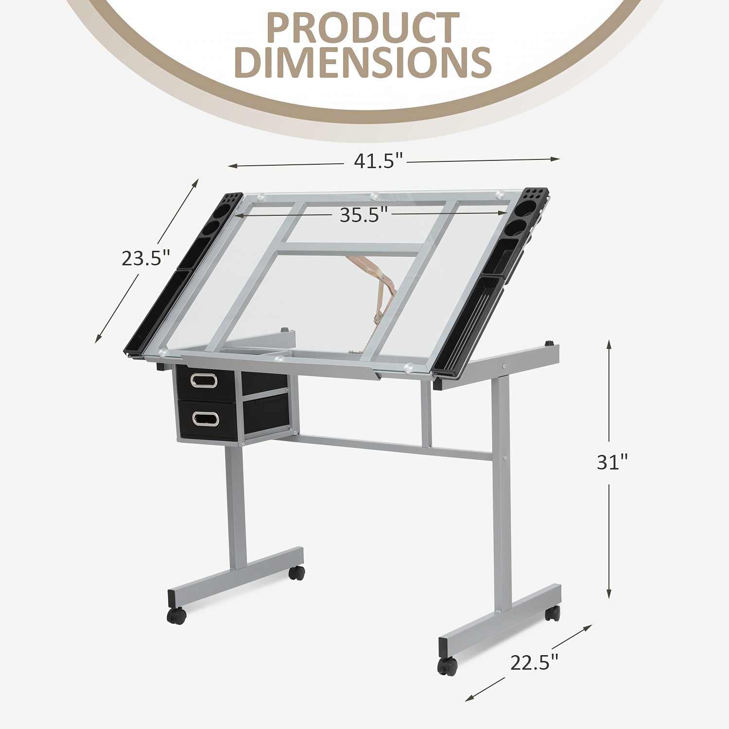 Drafting Table Versatile Art Craft Work Station With Adjustable Glass ...
