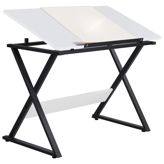 Drafting Table for Artists, Art Desk for Drawing Painting Studying, Tilted Tabletop Art Craft Work Station for Adults Home Office Use, White