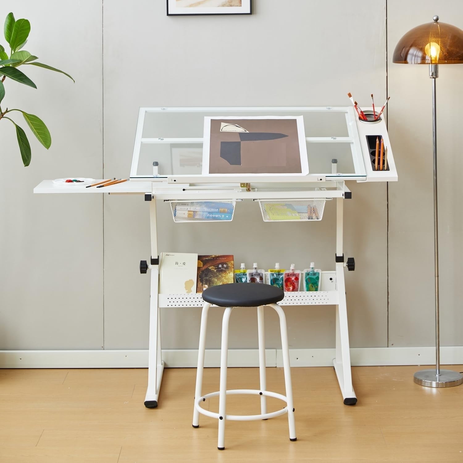 Drafting Table w/Stool. Height Adjustable Multifunctional Art Craft ...