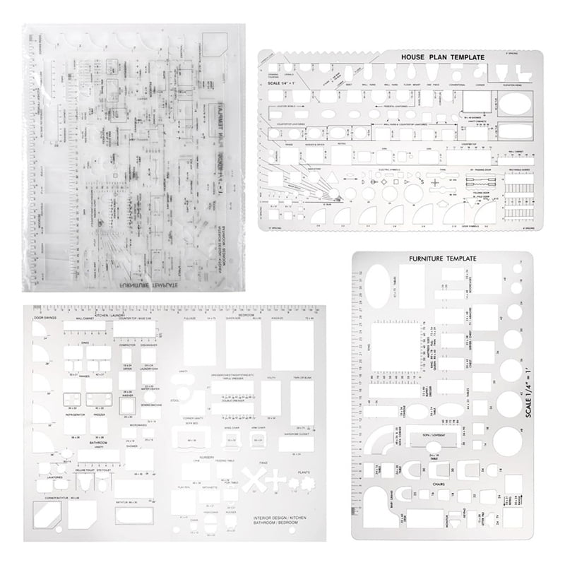 Drafting Tools and Ruler Shapes for Architecture - Set of 3 House Plan ...