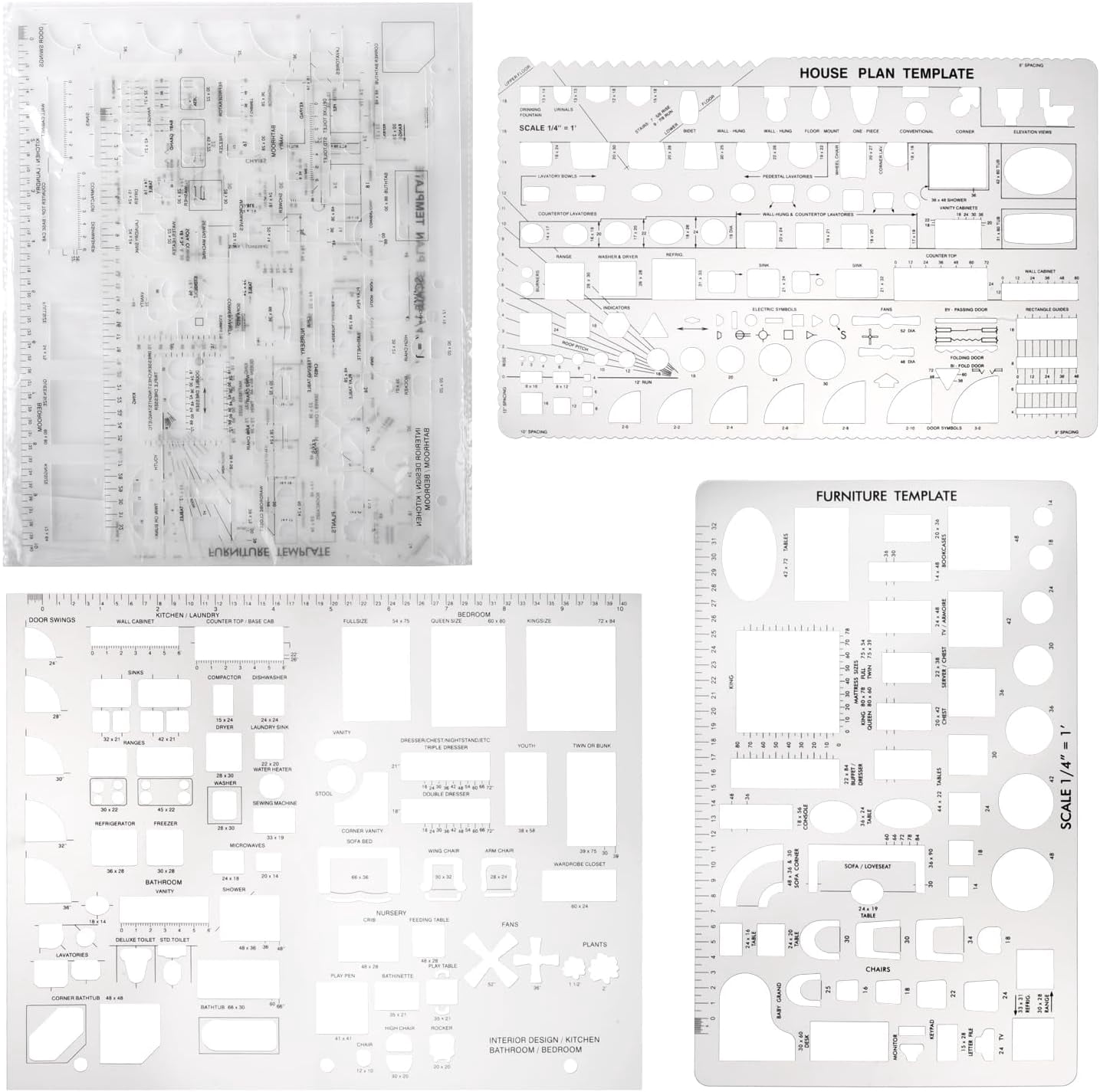 Drafting Tools and Ruler Shapes for Architecture - Set of 3 for House ...