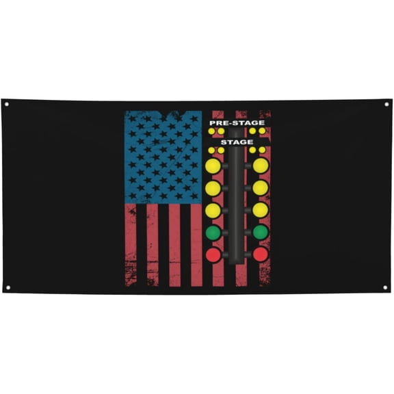 Drag Car Racing American Flag Garden Party Sign Waterproof Banner For Indoor & Outdoor Lawn, Yard, And Patio Decoration,24" X 47"