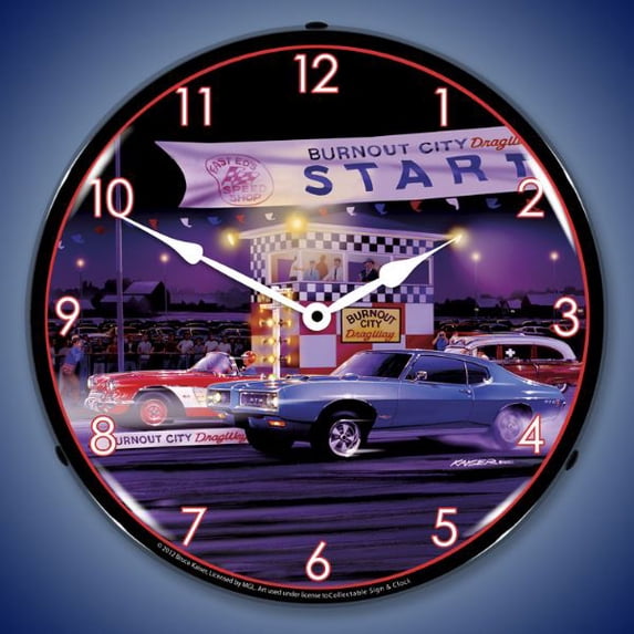 Collectable Sign and Clock Drag City LED Lighted Premium Wall Clock