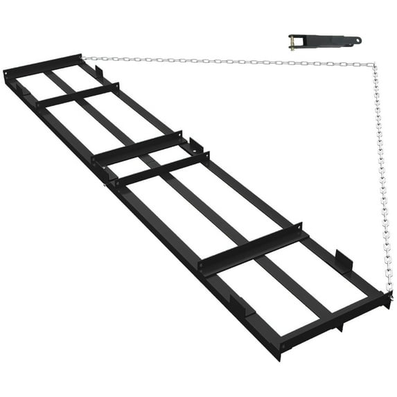 Drag Harrow, 6 ft Heavy Duty Tow Behind Drag Harrow with 72 in Chain, Driveway Grader Landscape Rake for ATV, UTV, Tractor, Mower Tow Behind Yard Lawn Smoothing Instrument, Black | 96*20 feet
