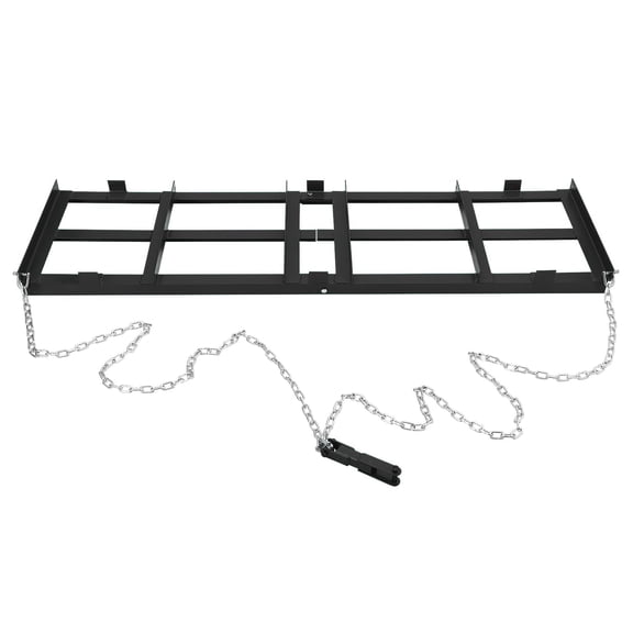Drag Harrow, 6 ft Heavy Duty Tow Behind Drag Harrow with Adjustable Bars & 72 in Chain, Driveway Grader Landscape Rake for ATV, UTV, Tractor, Mower Tow Behind Yard Lawn Leveling Tool