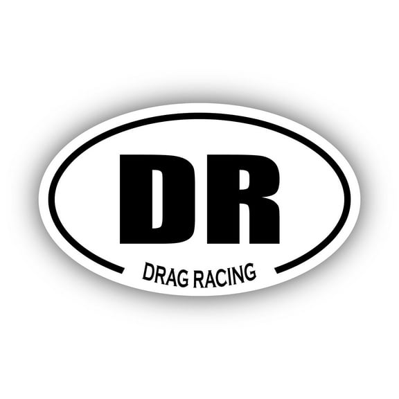 Drag Racing DR Oval Bumper Sticker 3M Vinyl Decal 3 in x 5 in
