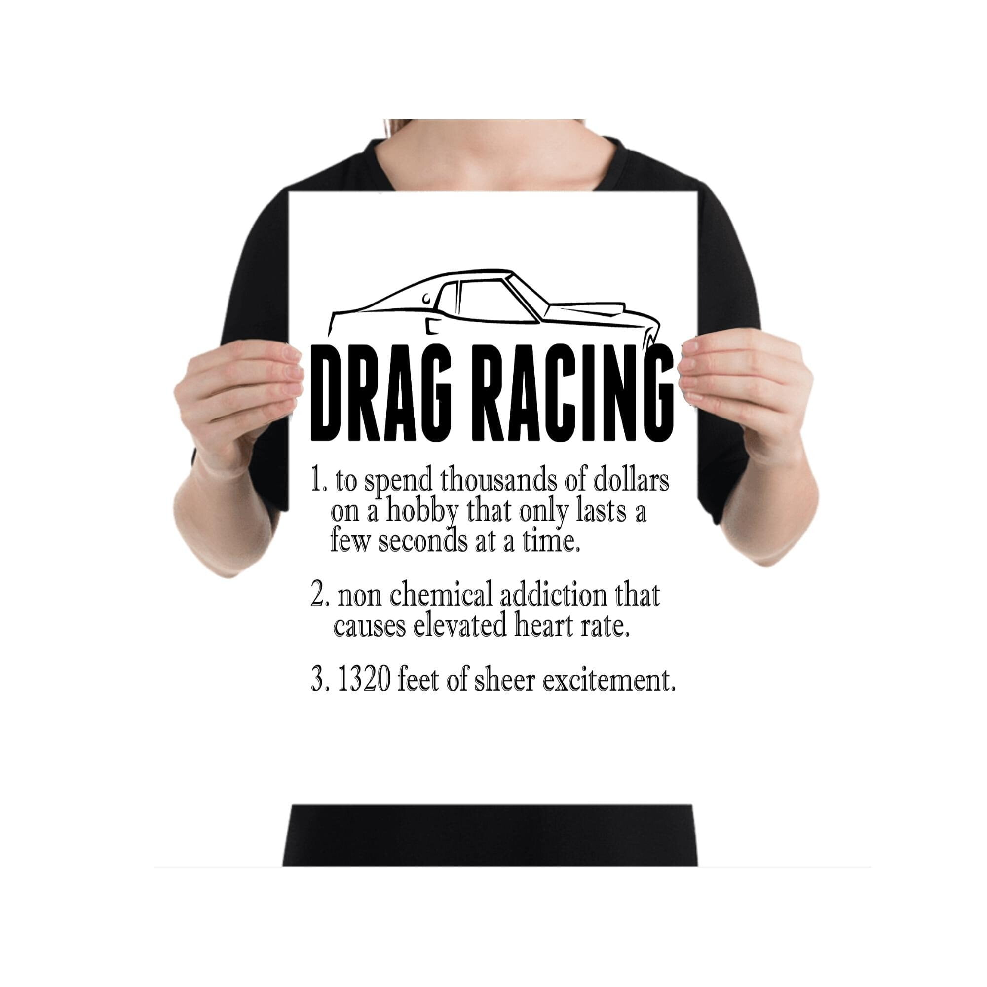 Drag Racing Definition Poster - Funny Car Enthusiast Decor for Garage ...