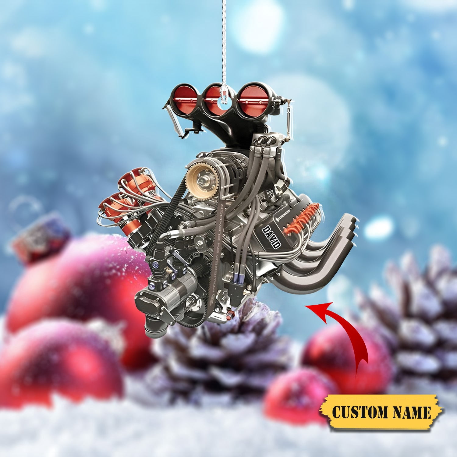 Drag Racing Hot Rod V8 Engine, Custom Drag Racing Ornament, Christmas ...