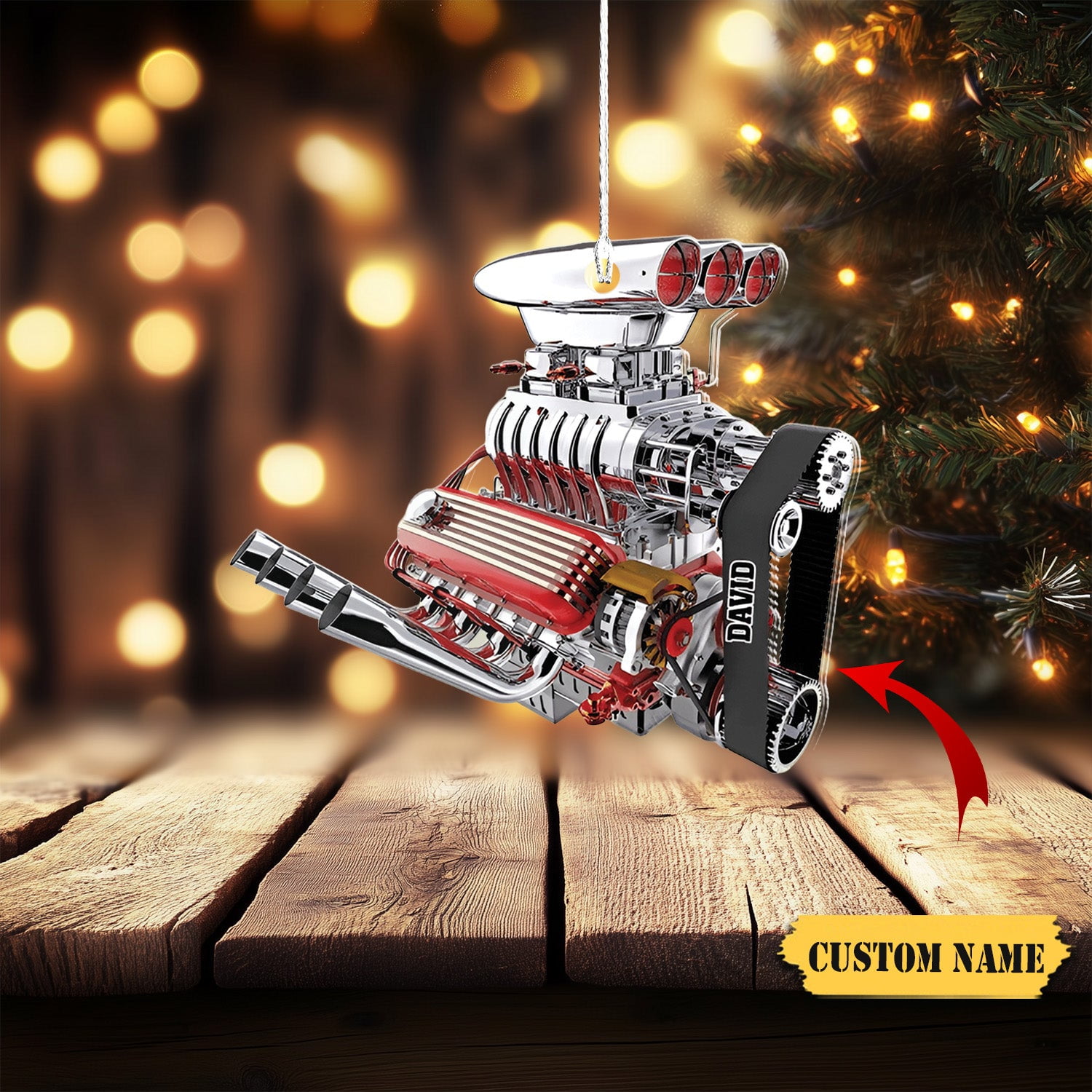 Drag Racing Hot Rod V8 Engine, Custom Drag Racing Ornament, Christmas ...
