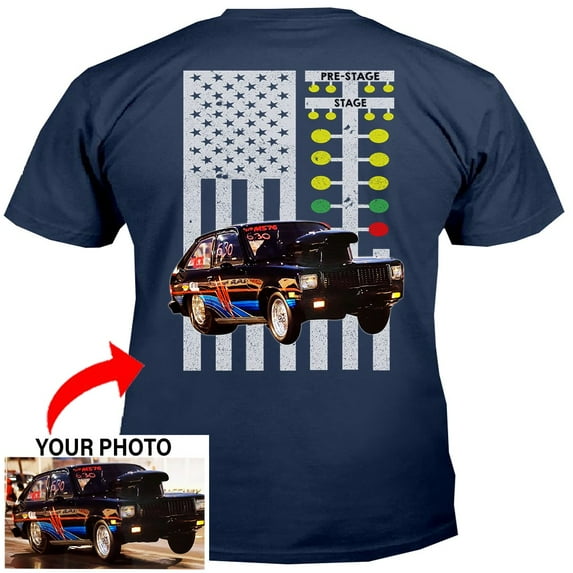 Drag Racing Personalized T-shirt, Drag Racing custom photo. t-shirt,father's day Xmas gift for Drag Racers Print on the Back (DRAGTREE-BK5)