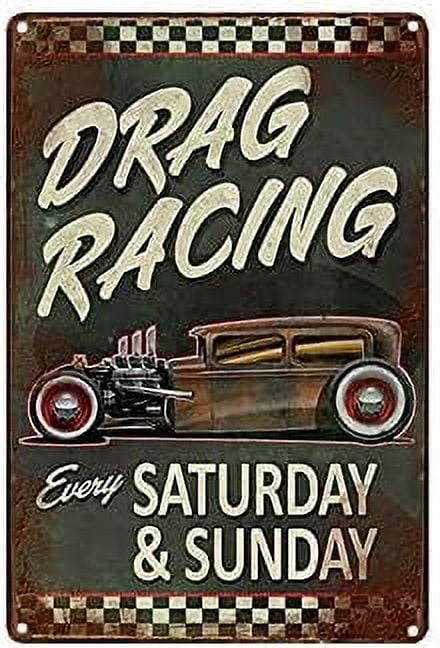 Drag Racing Poster Theme 8x12 Inch Metal Tin Sign Wall Decor Kitchen ...