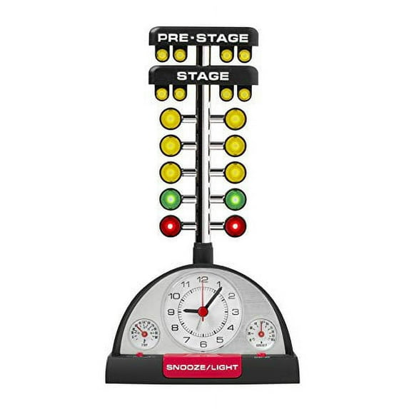 Drag Racing Starting Lights Bedside Tabletop Alarm Clock with Thermometer and Humidity Gauge