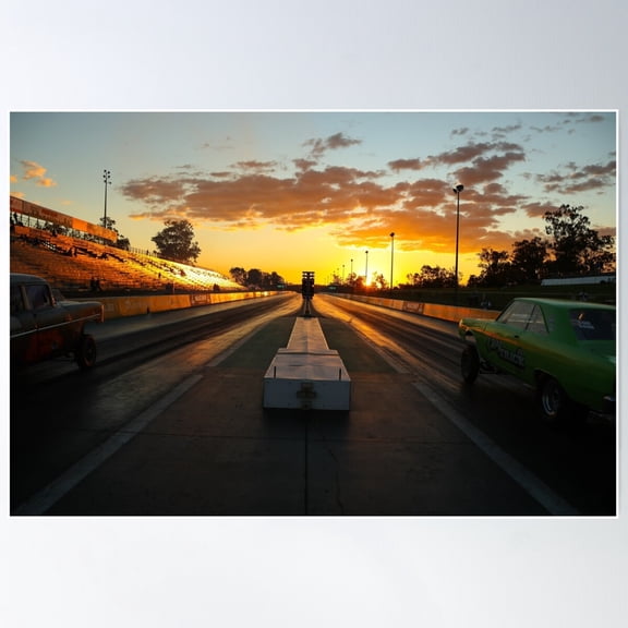 Drag Racing Sunset Poster Wall Art, Modern Wall Decor For Living Room Bedroom, 8x12 UNFRAMED