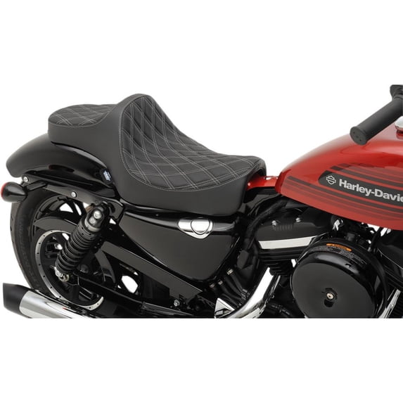 Drag Specialties Seats 0804-0735 Predator III Seat - Double Diamond - Silver Thread