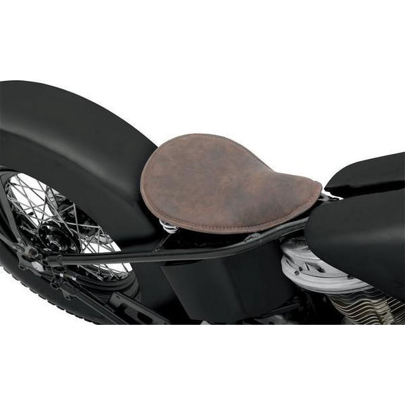 Drag Specialties 0806-0039 Small Spring Solo Seat with Perimeter Stitch - Distressed Brown Leather