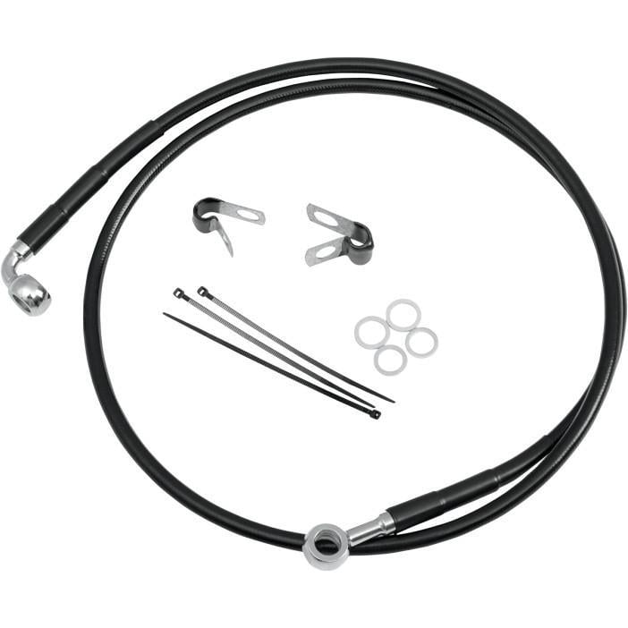 Drag Specialties 1741-3996 Extended Stainless Steel Front Brake Line Kit - Black Vinyl Coated - 68-1/2in.