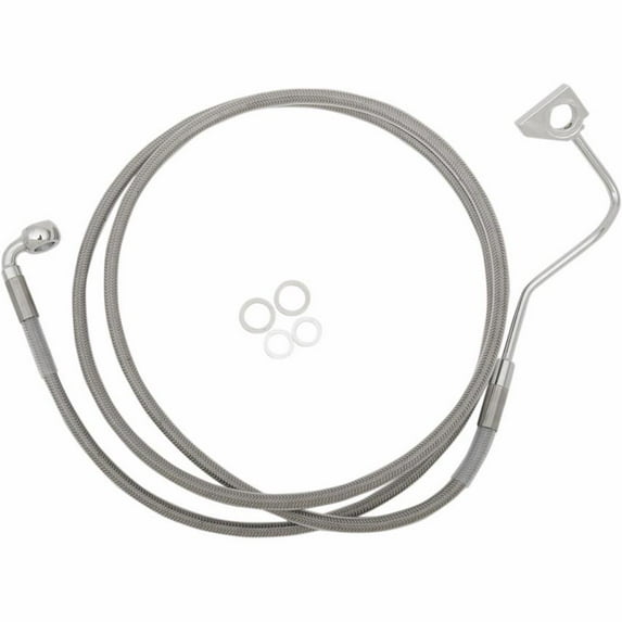 Drag Specialties 1741-4501 Extended Stainless Steel Front Brake Line Kit - Clear Coated - 72.5in. (+8in.)