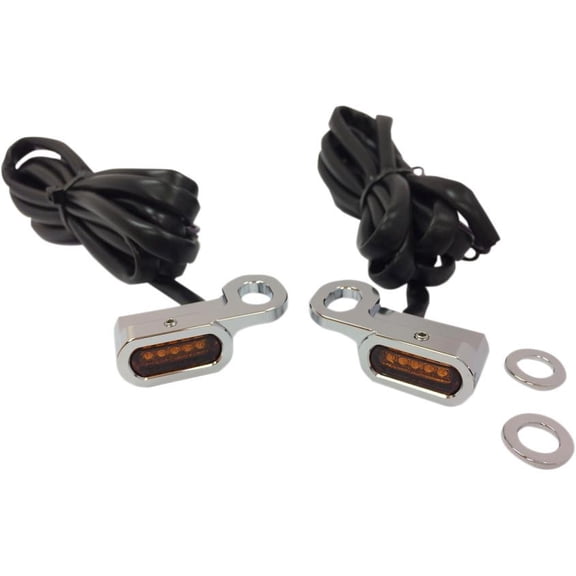 Drag Specialties 2040-2128 LED Handlebar Marker Lights - Chrome/Amber Lens
