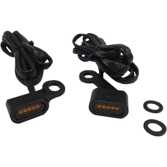 Drag Specialties 2040-2138 LED Handlebar Marker Lights - Black/Amber Lens