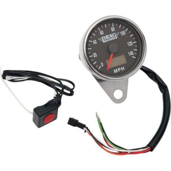 Drag Specialties 2210-0174 Programmable compatible with Mini Electronic Speedometer with Odometer/Tripmeter - 2.4in. - P