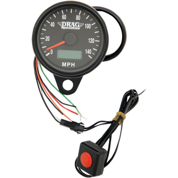 Drag Specialties 2210-0257 Programmable compatible with Mini Electronic Speedometer with Odometer/Tripmeter - 2.4in. - M