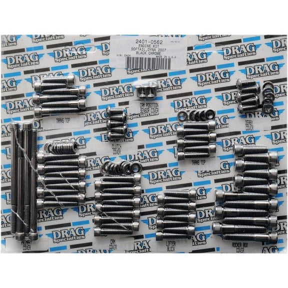 Drag Specialties 2401-0563 Complete Motor Black Chrome Socket-Head Bolt Set - Smooth