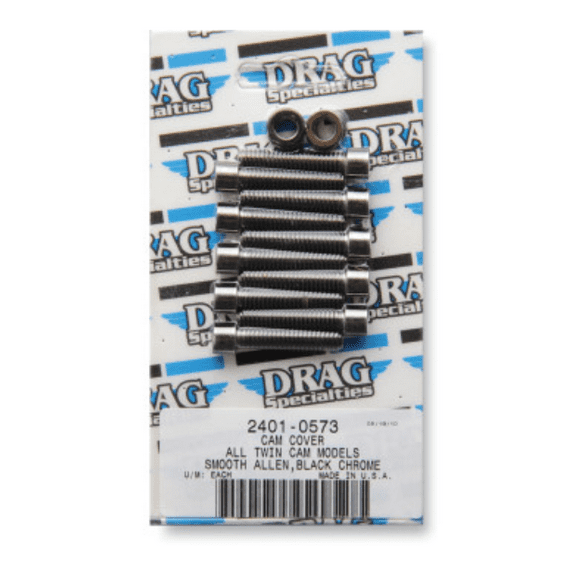 Drag Specialties 2401-0573 Cam Cover Black Chrome Socket-Head Bolt Set - Smooth