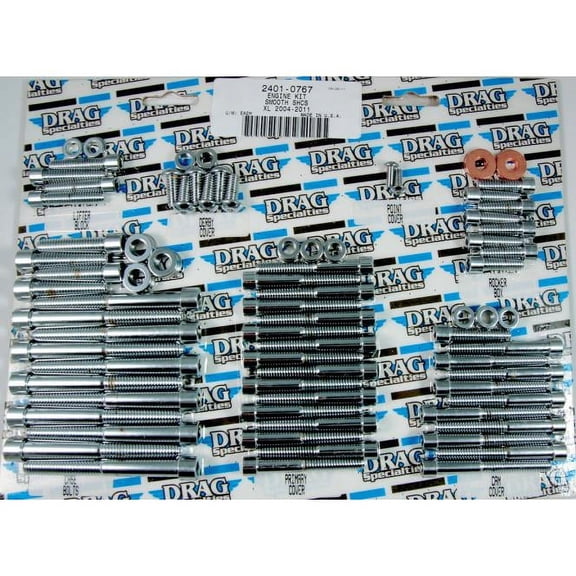 Drag Specialties DS-190874 Complete Motor Chrome Socket-Head Bolt Set - Knurled