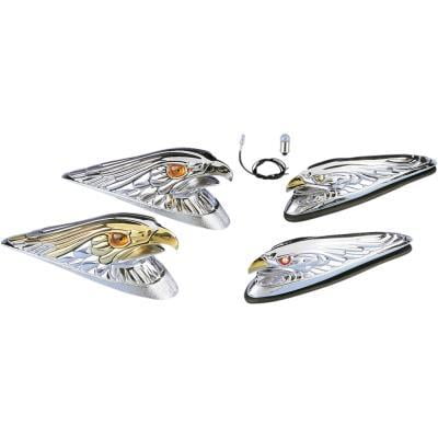 Drag Specialties DS-287555 Eagle Head Fender Ornament with Lights - Red Eyes