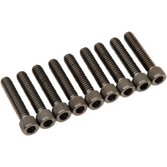 Drag Specialties M-Eight Bolt Kit Camshaft Cover Black/Chrome Knurled 2401-1025