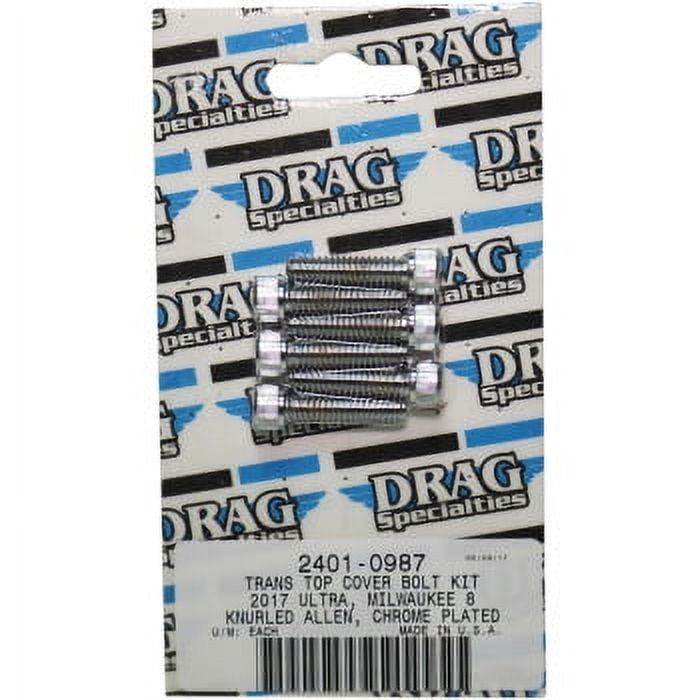 Drag Specialties M-Eight Bolt Kit M8 Transmission Top Knurled Chrome 2401-0987