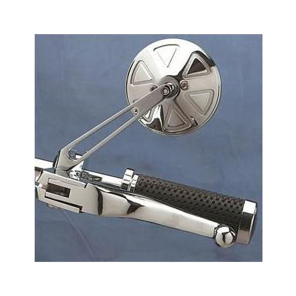 Drag Specialties Mirror Round Series Chrome w/Stealth I Stem (DS-302155)