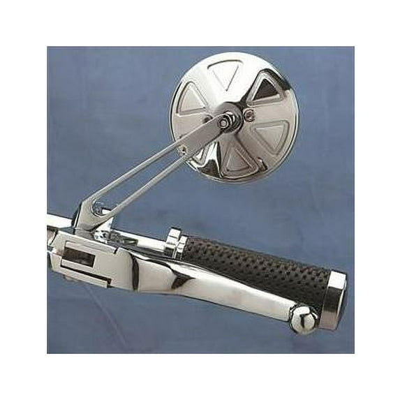 Drag Specialties Mirror Round Series Chrome w/Stealth I Stem (DS-302155)