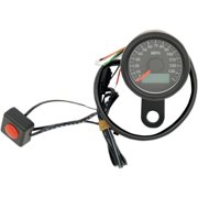 Drag Specialties Programmable Mini Electronic Speedometer with Odometer/Tripmeter 1.87in. - Matte Black/Black Face 2210-0259