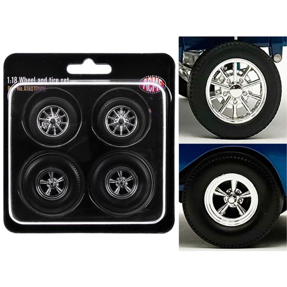 "Drag" Wheel and Tire Set of 4 pieces from "1957 Chevrolet 150 Gasser 'High Roller'" for 1/18 Scale Models by ACME