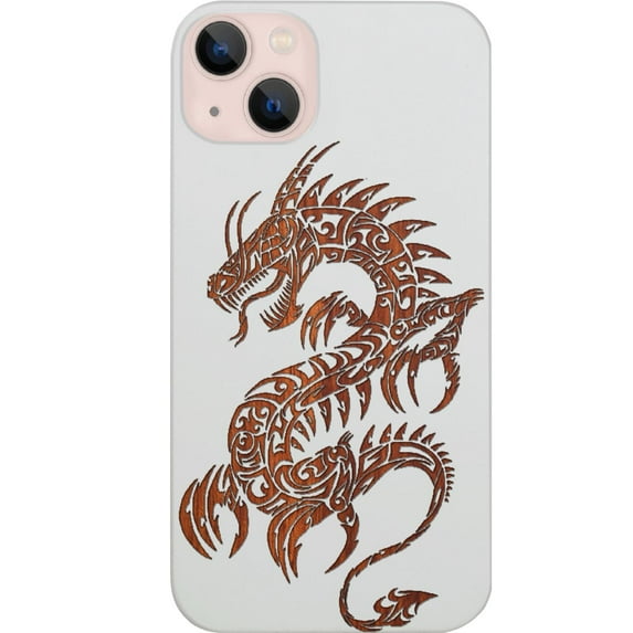 Dragon 2 - Engraved Wooden Phone Case for iPhone 15 Plus , Color: White