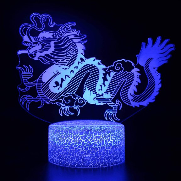 Dragon 3D Night Light 16 Color Change Lamp Acrylic Flat ABS Base USB Charger Home Decoration Toy Brithday Xmas Kid Children Gift