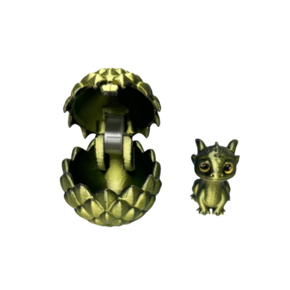 Dragon 3D Printed, 3D Printed Dragon Eggs, 3-D Printed Dragon, Figurine, Dragon Decor, Iridescent Decor, Green Decorations, Cute Decor, Tabletop Decor, Fantasy Decor, 2 Pc
