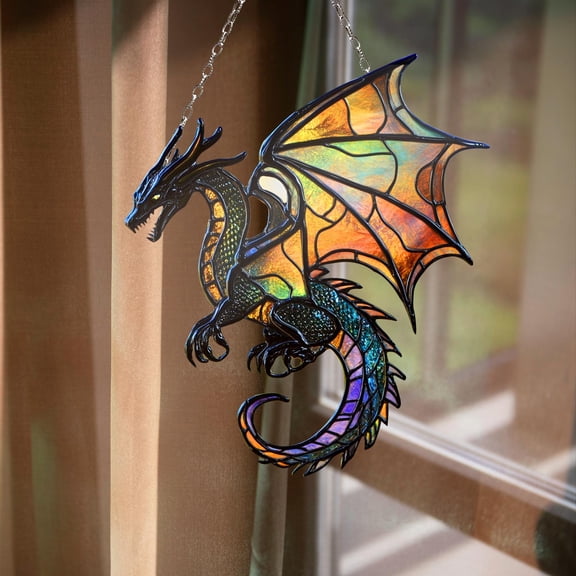 Dragon Acrylic ornament Mystery Dragon Window Hanging Halloween Home Decor Christmas Decor Gift Fantasy Dragon Fall Season Christmas Gift