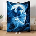 thumbnail image 1 of Dragon And Wolf Fleece Throw Blanket, 1 of 9