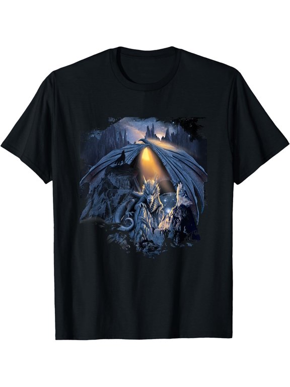 Dragon And Wolf, Mountain Dragons Wolves T-Shirt