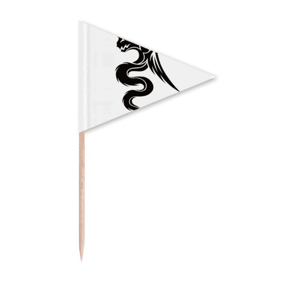 Dragon Animal Art Grain Outline Toothpick Triangle Cupcake Toppers Flag