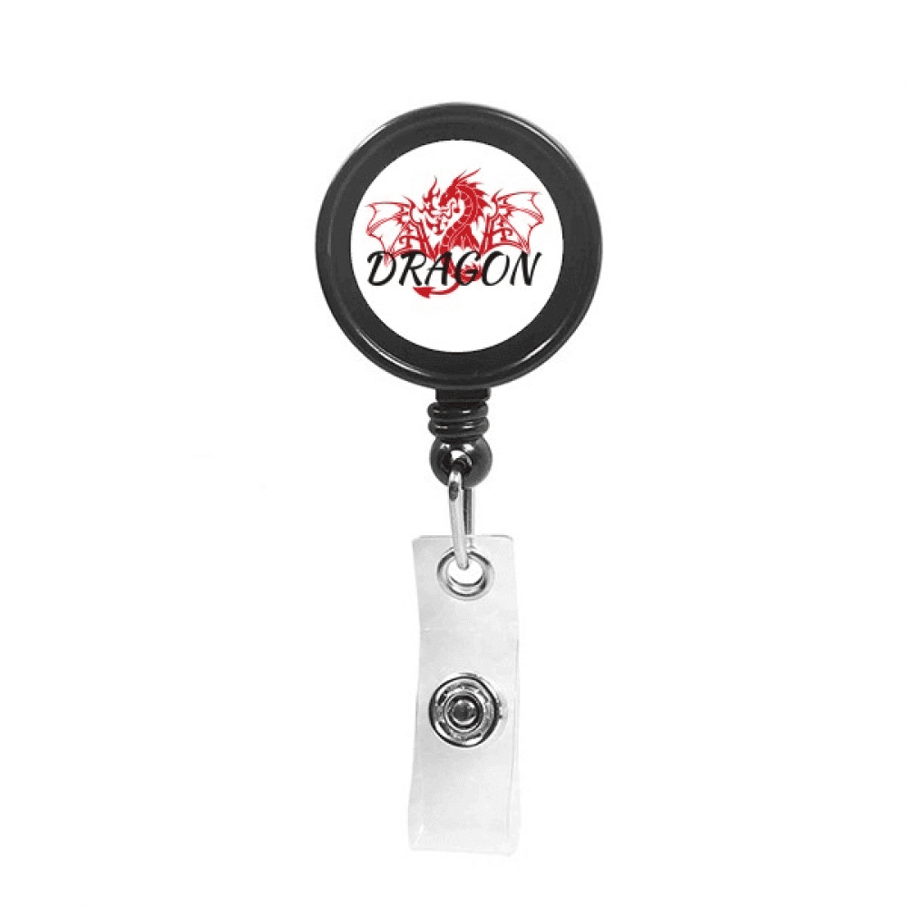 Dragon Animal Myth Wings East West Retractable Keychain Badge Holder ID Badge