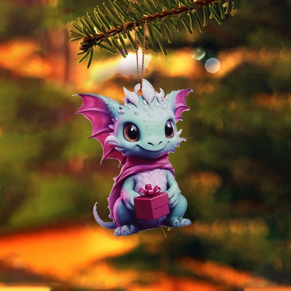 Dragon Baby Acrylic Pendant – 2D Flat Christmas Tree Charm & Multi-Use Decor (Car Pendant/Bag Charm/Keychain)