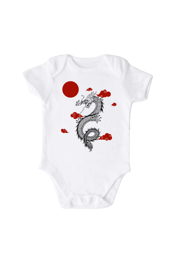 Dragon Baby Chinese New Year Baby Bodysuit, Newborn Outfit, Baby Clothes, Gift&nbsp;for&nbsp;Children 0-3m White