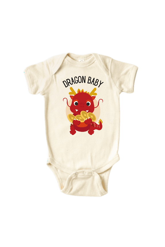 Dragon Baby Lunar New Year Cute Baby Bodysuit Shirt Premium Custom Clothes Unisex Baby Gift for Mom Newborn 0-3m Natural