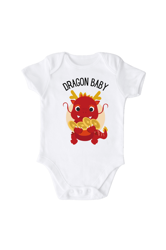 Dragon Baby Lunar New Year Cute Baby Bodysuit Shirt Premium Custom Clothes Unisex Baby Gift for Mom Newborn 18m White