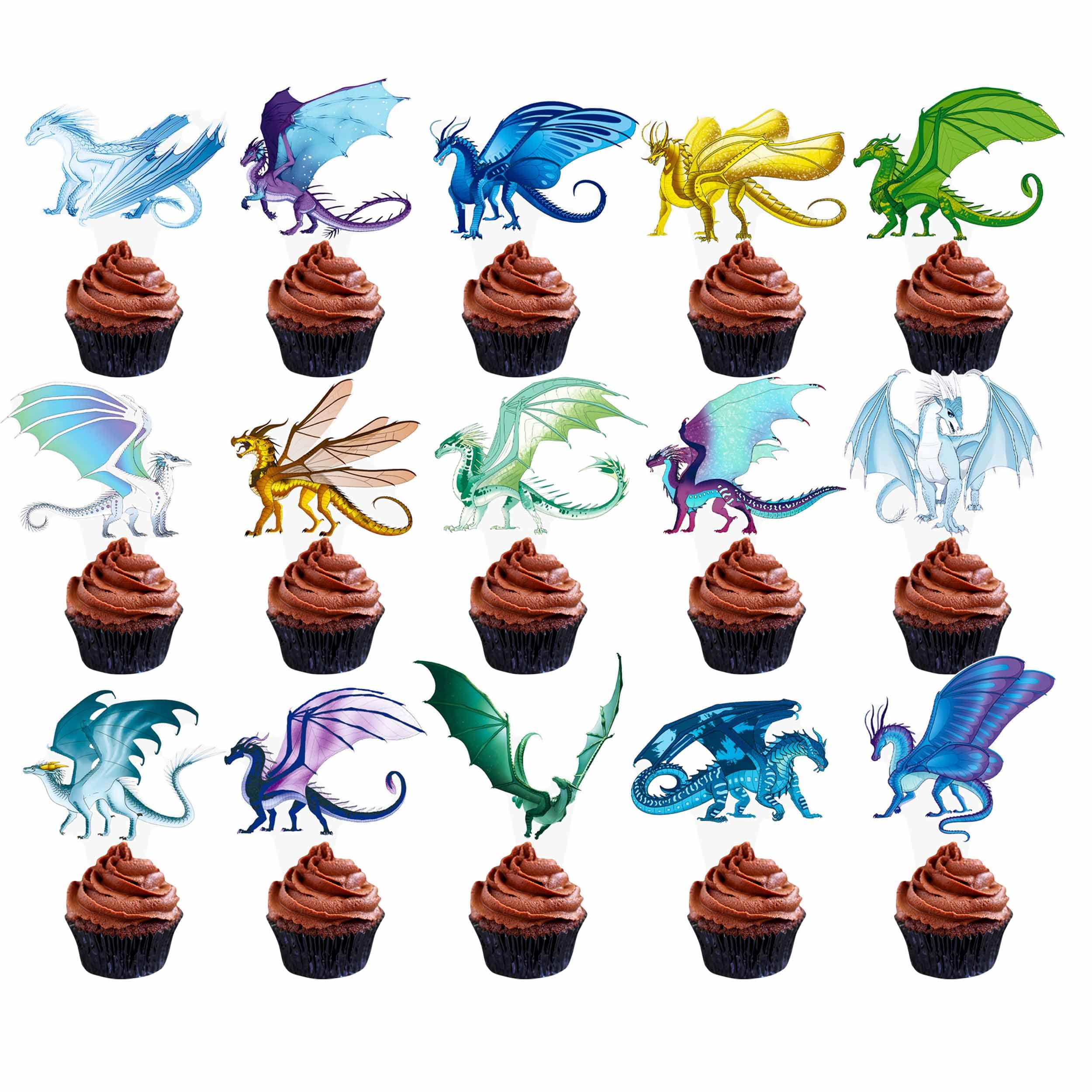 Rsstarxi 36 Pack Dragon Cupcake Toppers – Fantasy Dragon Theme, Pre-Assembled, For Kids Birthday Party